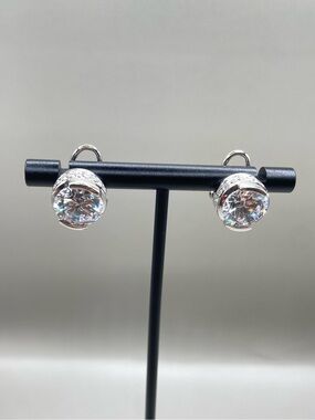 TOVA Diamonique Cubic Zirconia Sterling Silver Post Solitaire Earrings